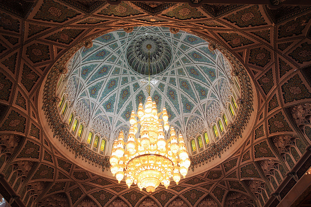 Swarovski crystal chandelier in Sultan Qaboos Grand Mosque Oman