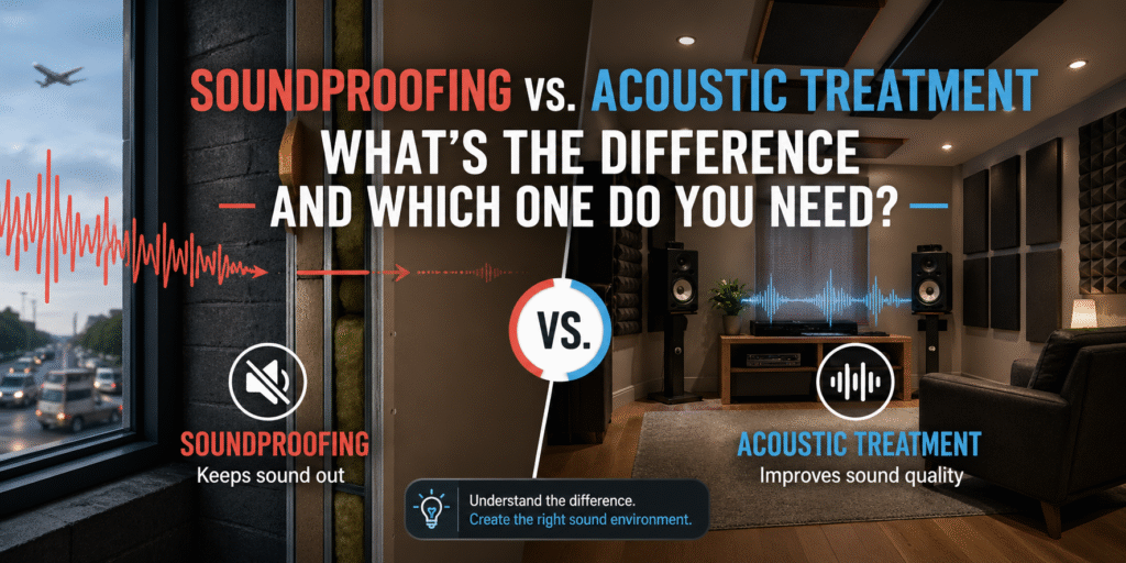 Soundproofing vs acoustic treatment explained